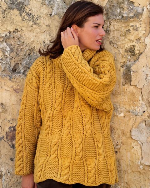 Maglione con Punto in Rilievo e Trecce