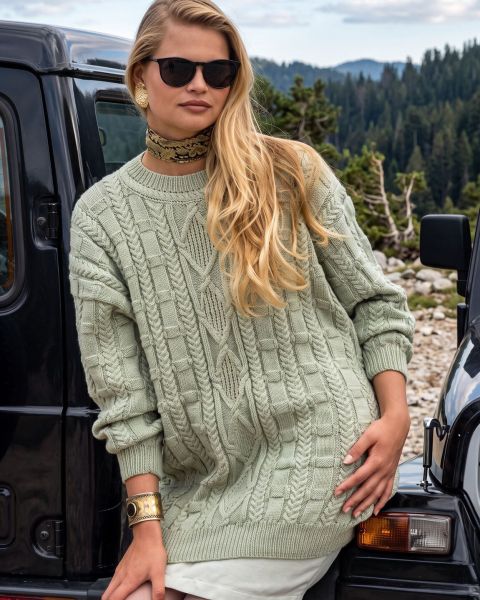 Maglione con Rombi a Trecce