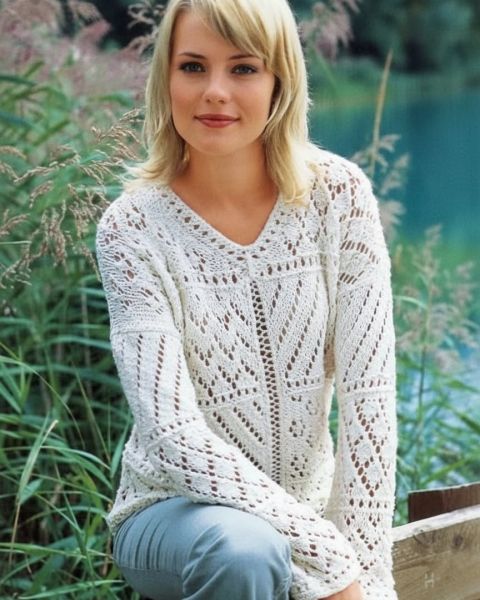 Pull Traforato in Stile Patchwork