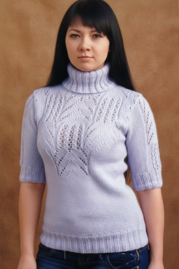 Maglione con maniche corte e con sprone ajour